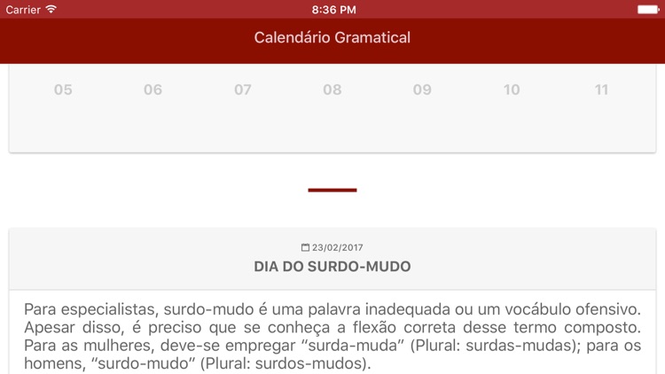 Calendário Gramatical