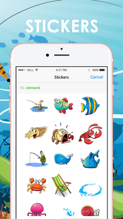Screenshot #1 pour Fishing Emojis Stickers by ChatStick