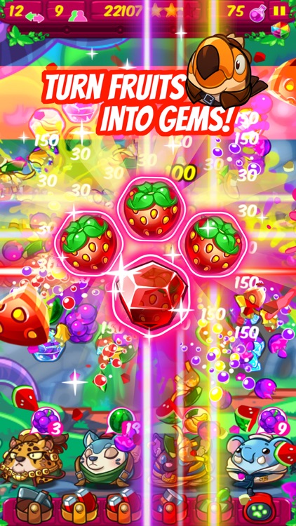 Juicy Gems Fruit Slicing Match-3 Puzzle