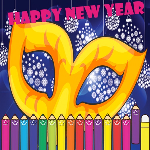 Happy New Year & Merry Christmas Coloring Games Icon