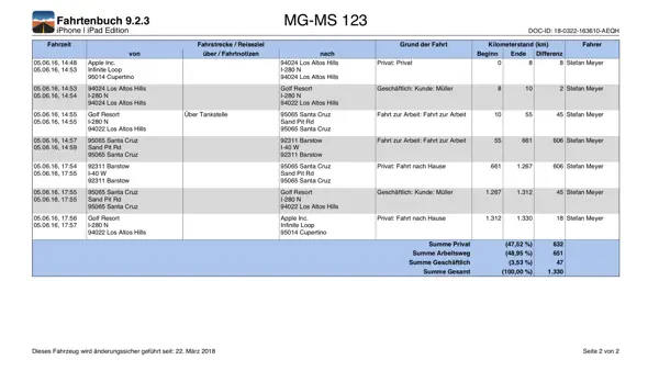 Fahrtenbuch Screenshot 7