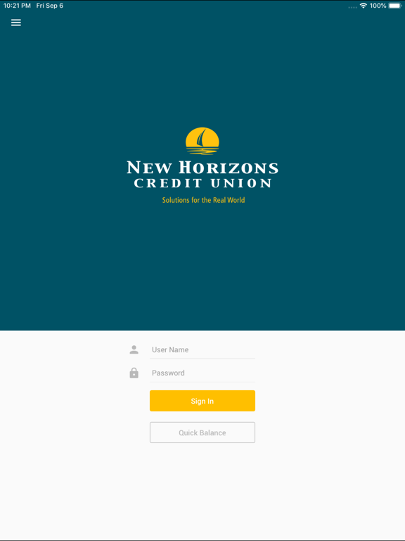 New Horizons CU Mobile Banking iPad screenshot 1 - Finance app
