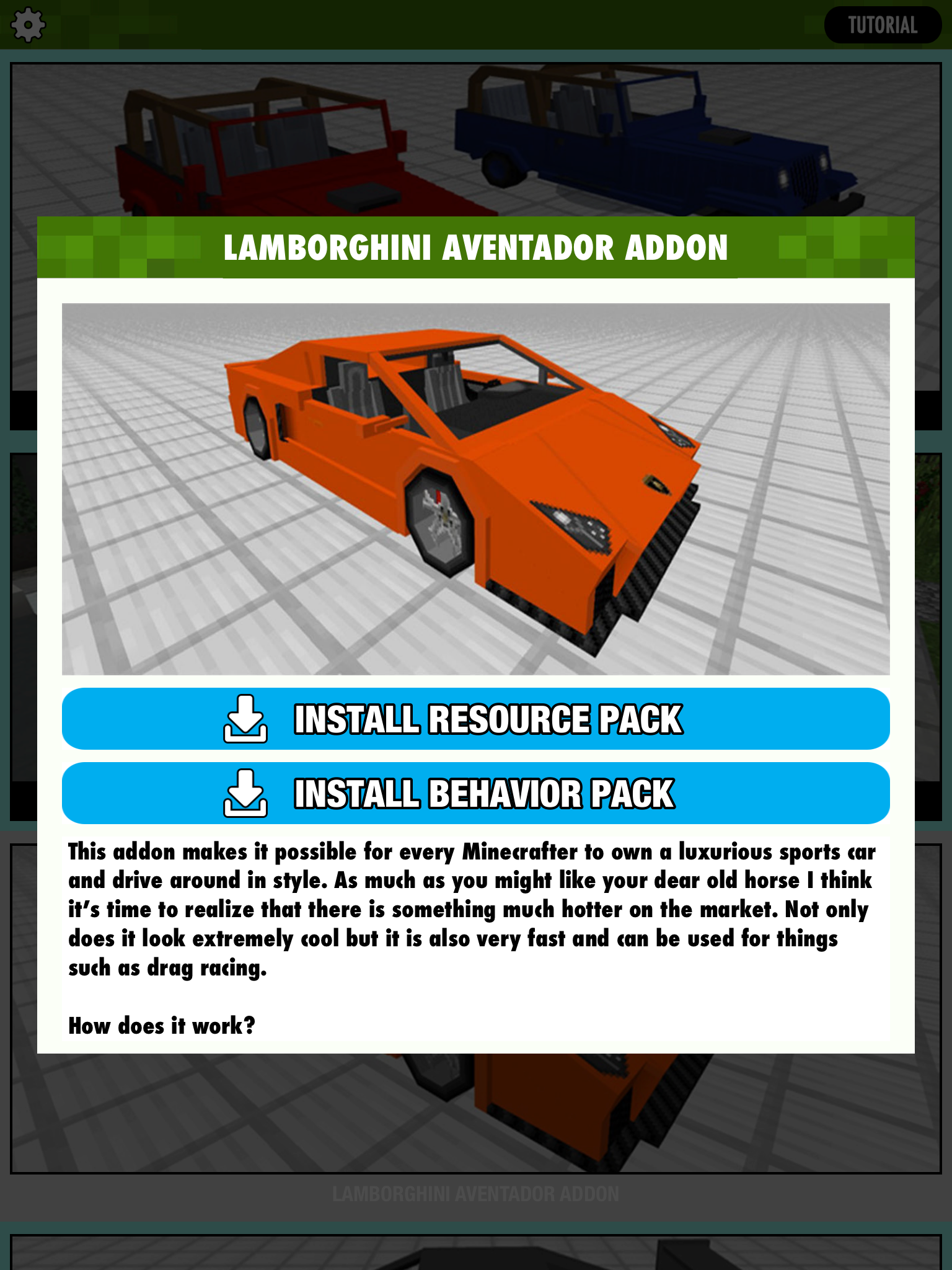 CARS ADDONS for Minecraft Pocket Edition MCPE