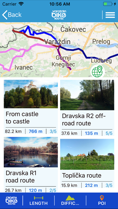 Varazdin Bike Routes Screenshot