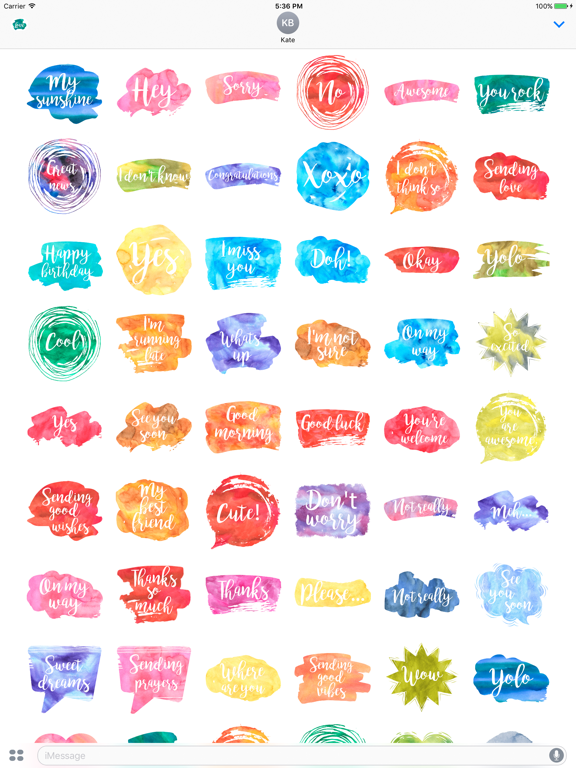 Watercolor Emoji Stickers for iMessage & WhatsAppのおすすめ画像1
