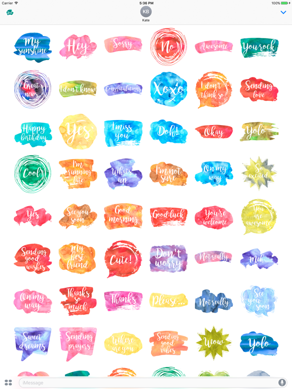 Screenshot #4 pour Watercolor Emoji Stickers for iMessage & WhatsApp