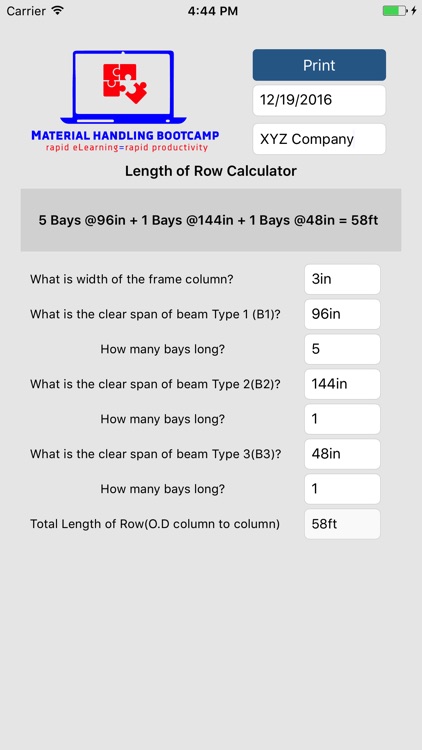 Length of Row Calculator