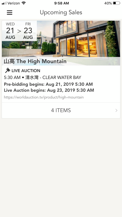 World Auction Screenshot