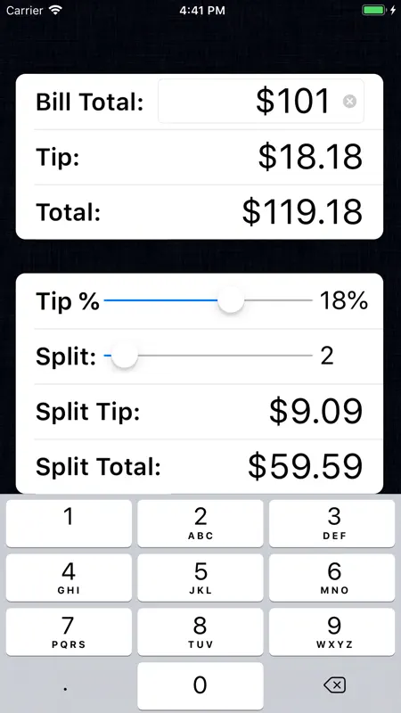 Tip Calculator % Pro screenshot 1 of 4