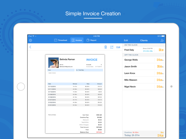 ‎Hours Keeper Pro - Timesheet, Tracking & Billing Screenshot