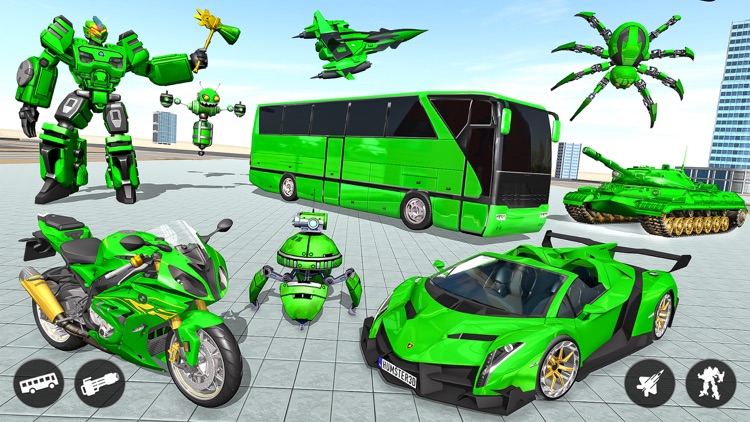 Flying Bus Robot Car Games