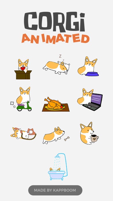 Cute Corgi Animated Stickersのおすすめ画像1