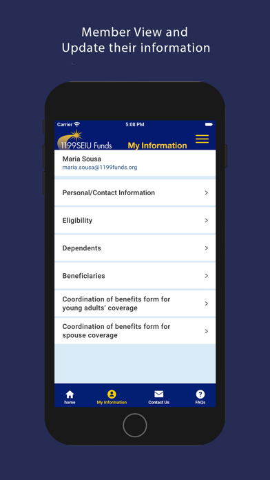 1199SEIU MyAccount Screenshot