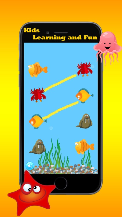 Draw line to twinned marine animals cartoon