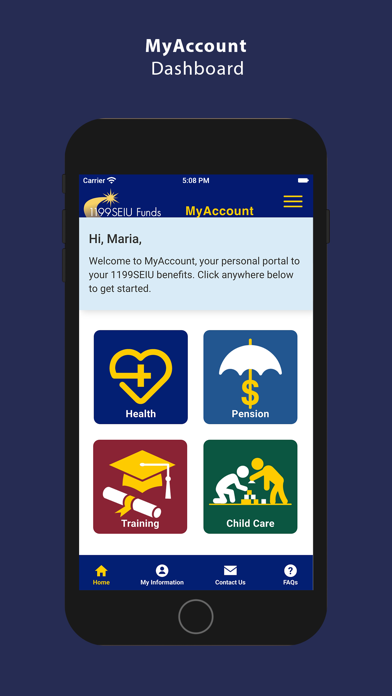 1199SEIU MyAccount Screenshot