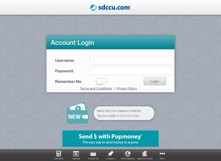 SDCCU Mobile Banking for iPad