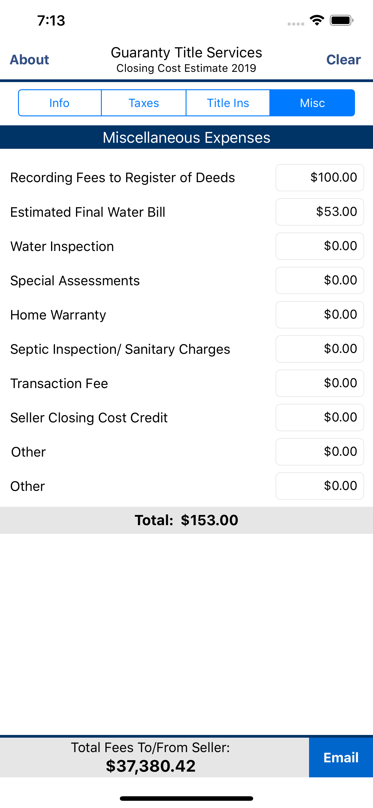 Guaranty Closing Cost Estimate screenshot 4