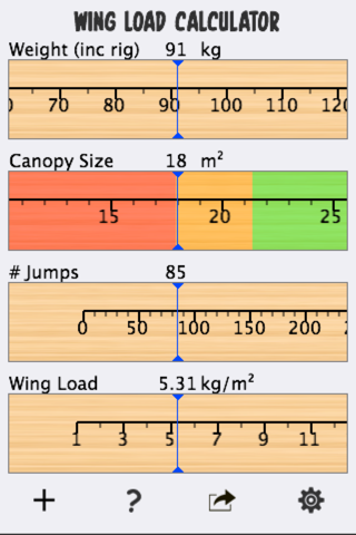 Skydive Wingload Calculator screenshot 2