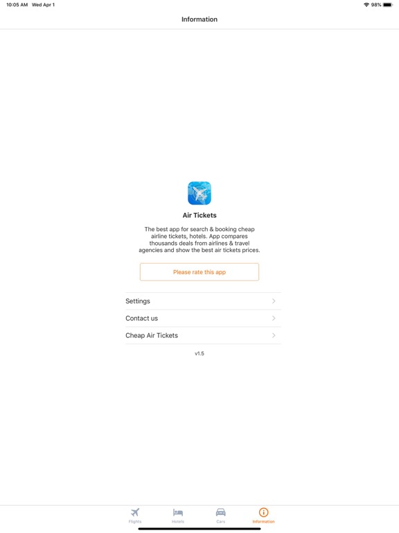 Cheap Air Tickets. iPad screenshot 7 - Travel app