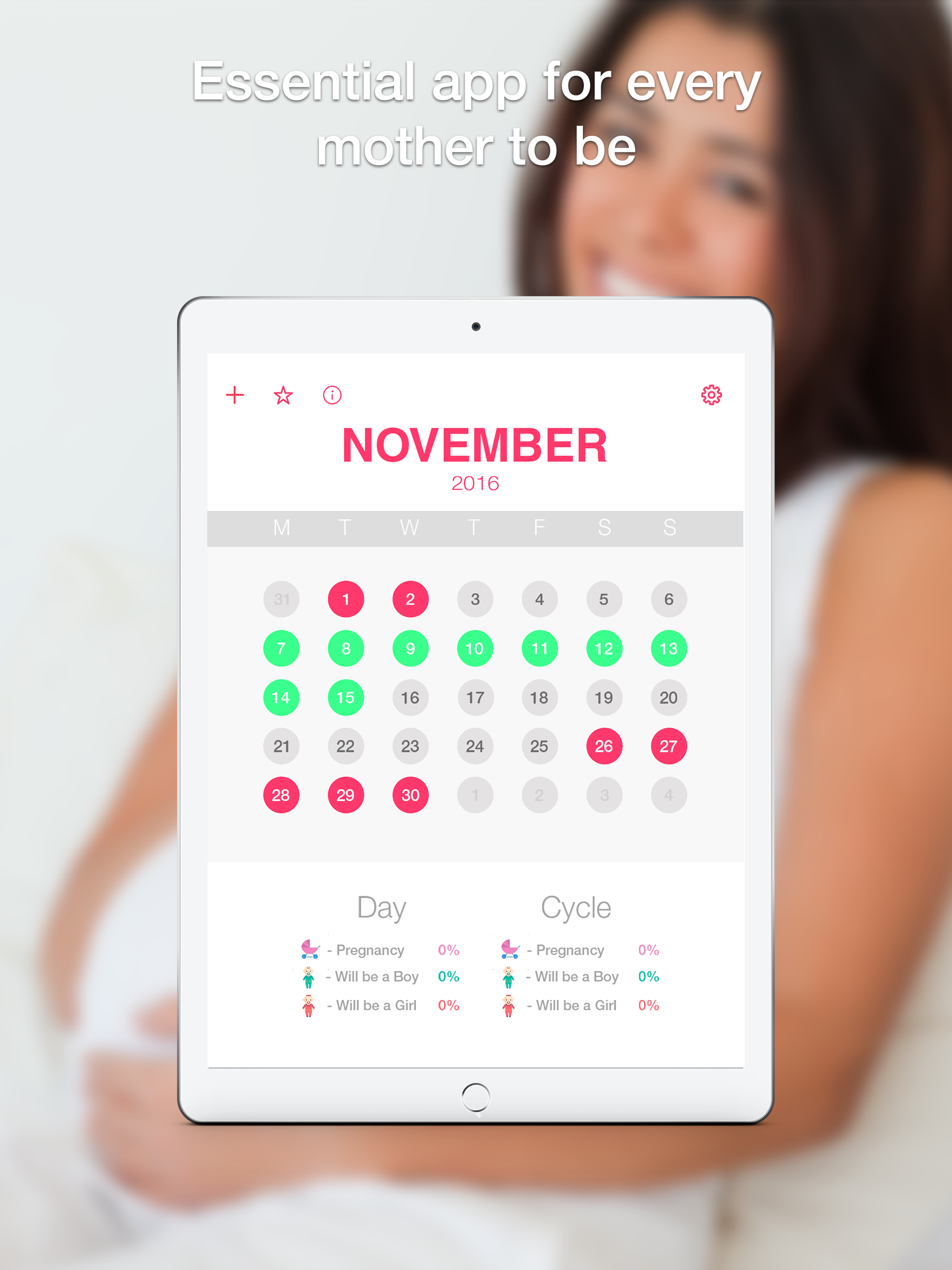 MaybeBaby fertility& pregnancy monthly calendar