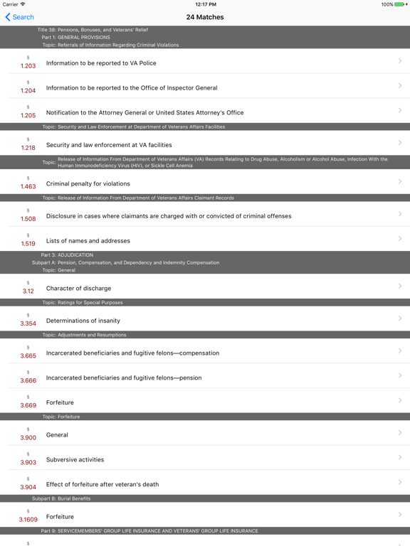 38 CFR - Pensions, Bonuses, and Veterans (LawStack iPad screenshot