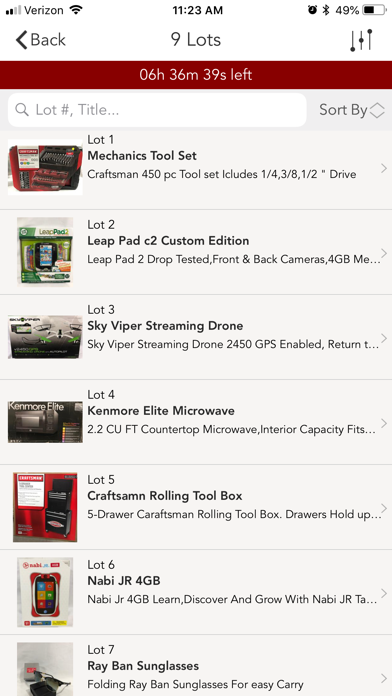 BB's Online Auction Screenshot