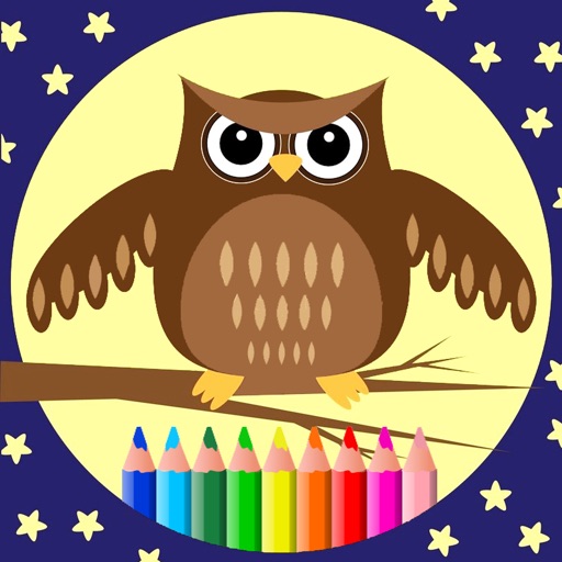 Free Owl Coloring Book Game For Kids Icon