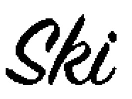 A skiing themed pixel art sticker pack