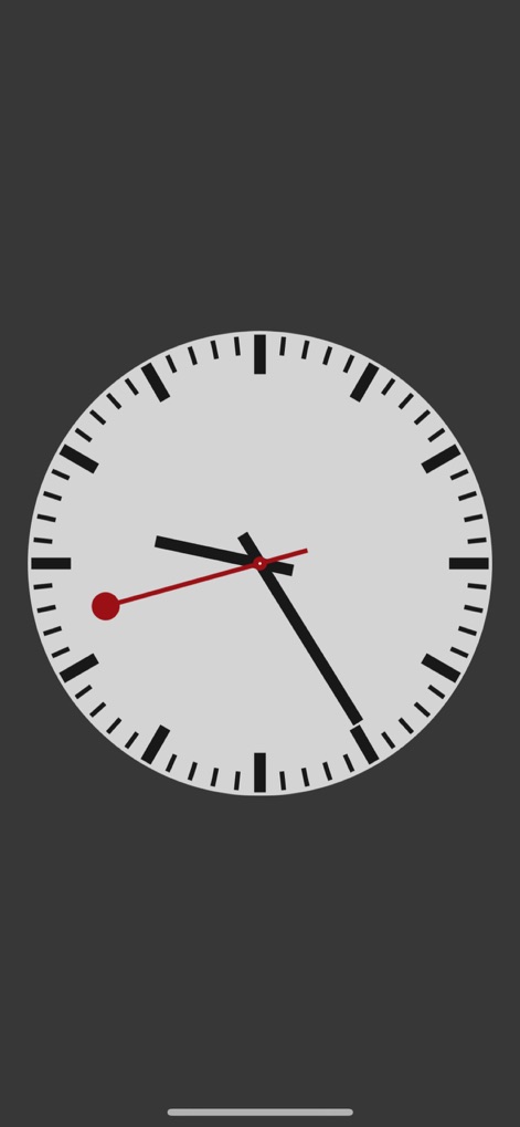 Desk Clock - Analog Clock Face - Users can enjoy a classic analog clock design, characterized by a clean light grey background and distinctive black hour and minute hands.