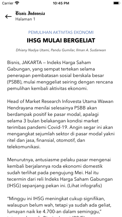 Bisnis Indonesia E-Paper Screenshot