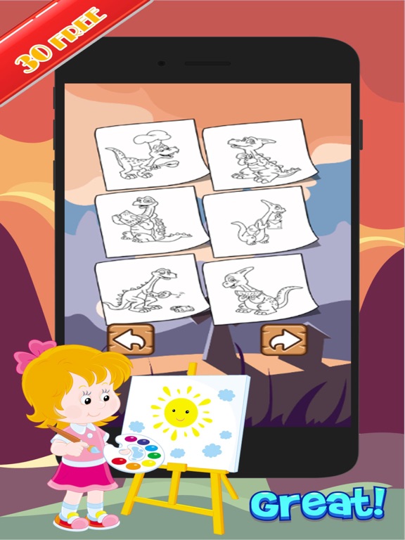 Screenshot #6 pour Dinosaur Activities:Coloring Markers Learning Game