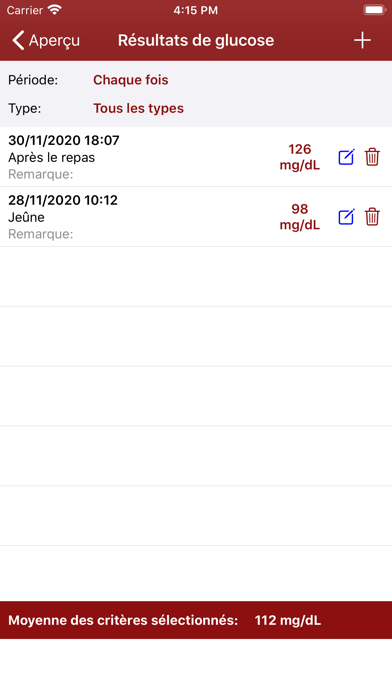 Screenshot #2 pour Glucomètre: suivi du diabète