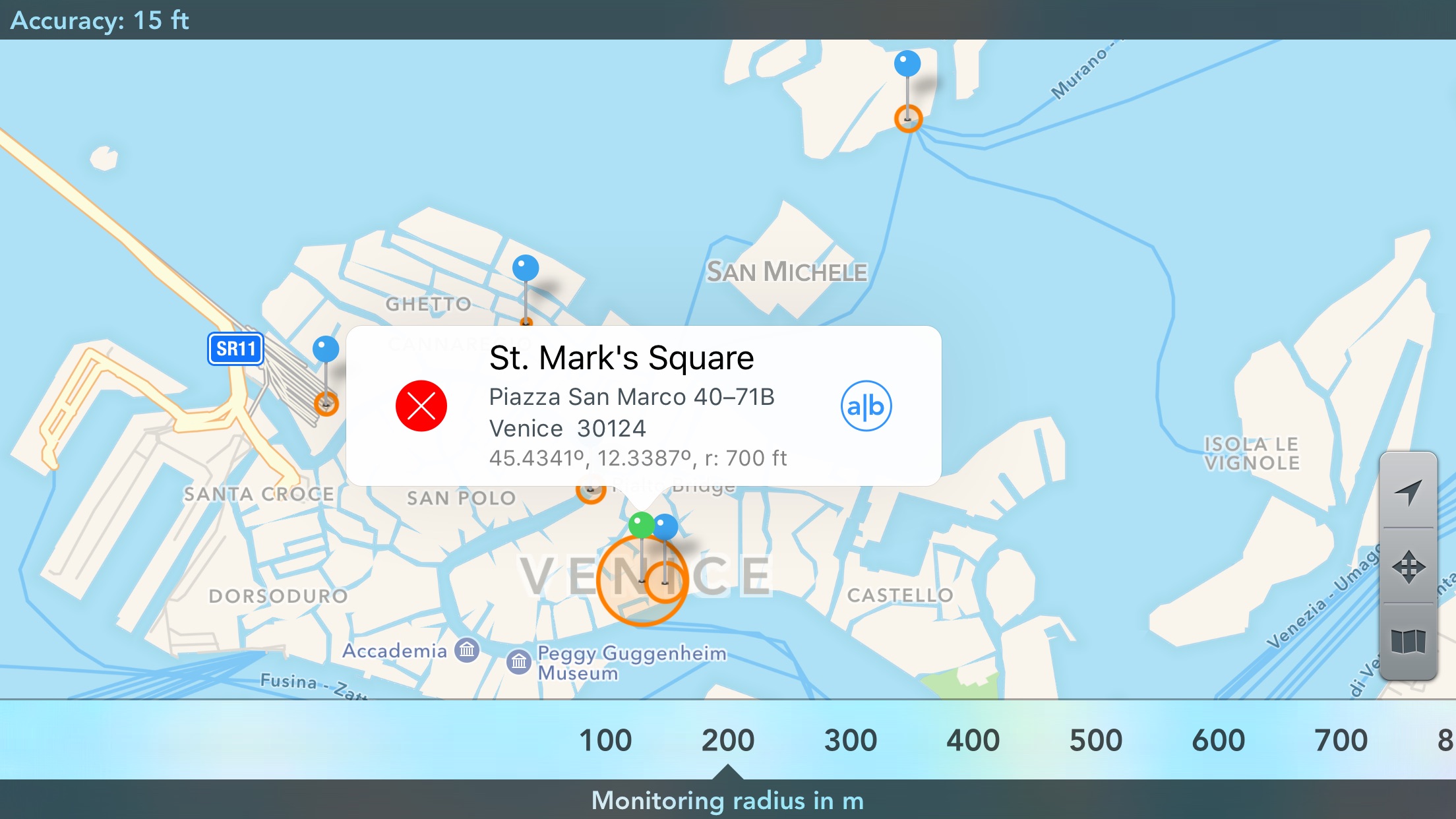 Screenshot do app Geofency Time Tracking