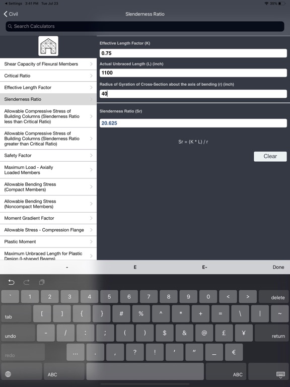 Screenshot #2 for Civil Engineering Calculators