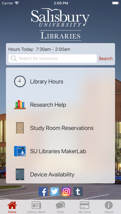 Salisbury University Libraries Screenshot