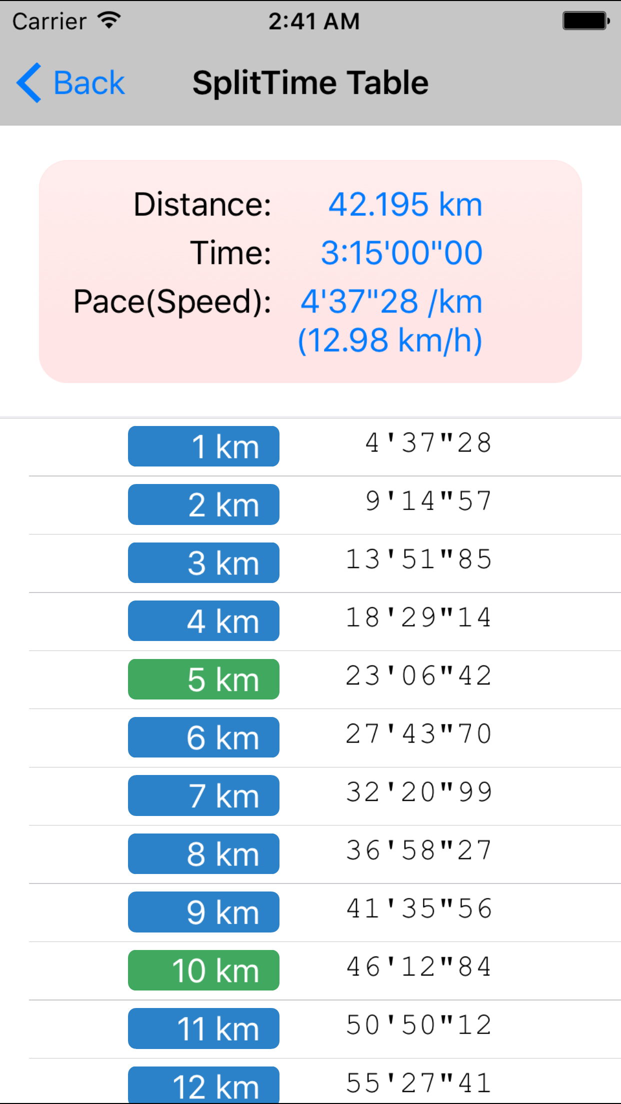 Calculator For Runner (CalcForRun)