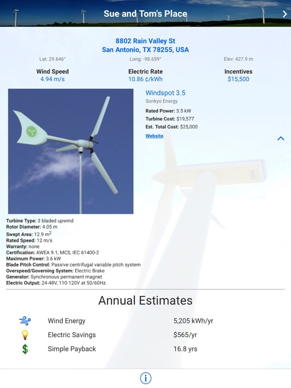 Screenshot #4 pour WindApp - Evaluate your wind turbine energy