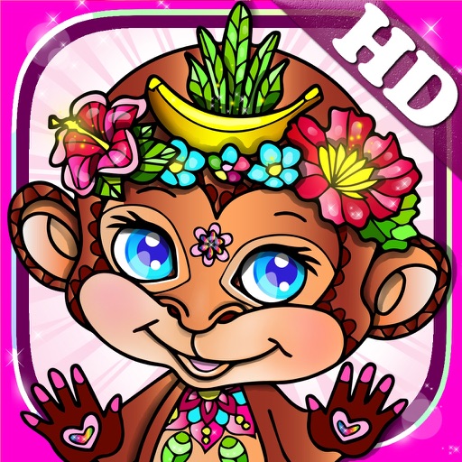 Nature Coloring Books Pages Lion Monkey for Adults icon