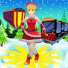 クリスマスの 走る : 雪 女の子 そして ゴールデン 電車のサーファー - iPadアプリ
