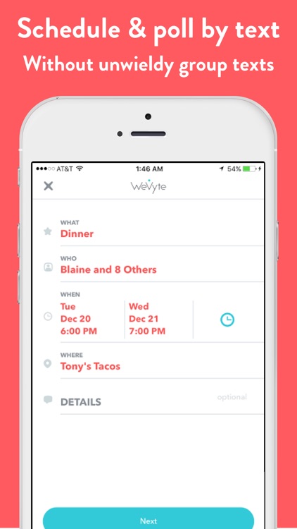 WeVyte Group Invites: Plan, Chat & Meetup by Text
