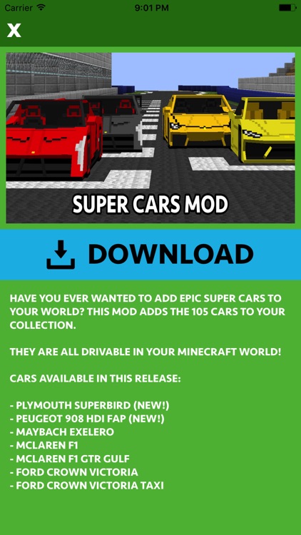 CARS MOD FOR MINECRAFT PC GAME