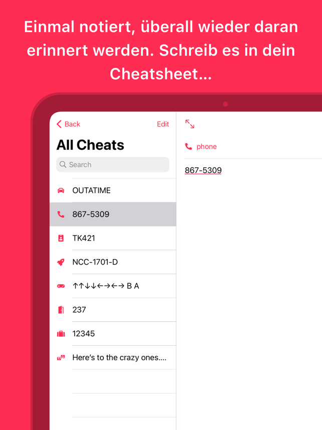 ‎Cheatsheet — Notizen-Widget Screenshot