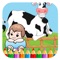 Children And Cow Coloring Book Game Free