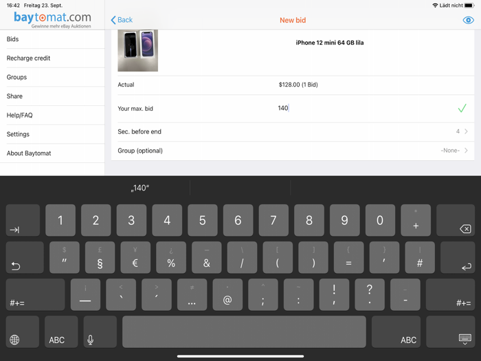 Sniper for ebay bid auctions