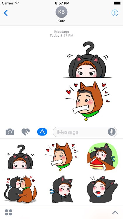 Dog Cat Love 3 Stickers Pack Text Message