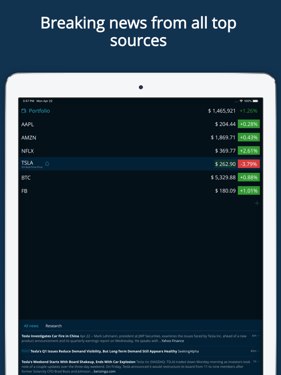 LiveQuote: Split-Screen Stocks iPad screenshot 4 - Finance app
