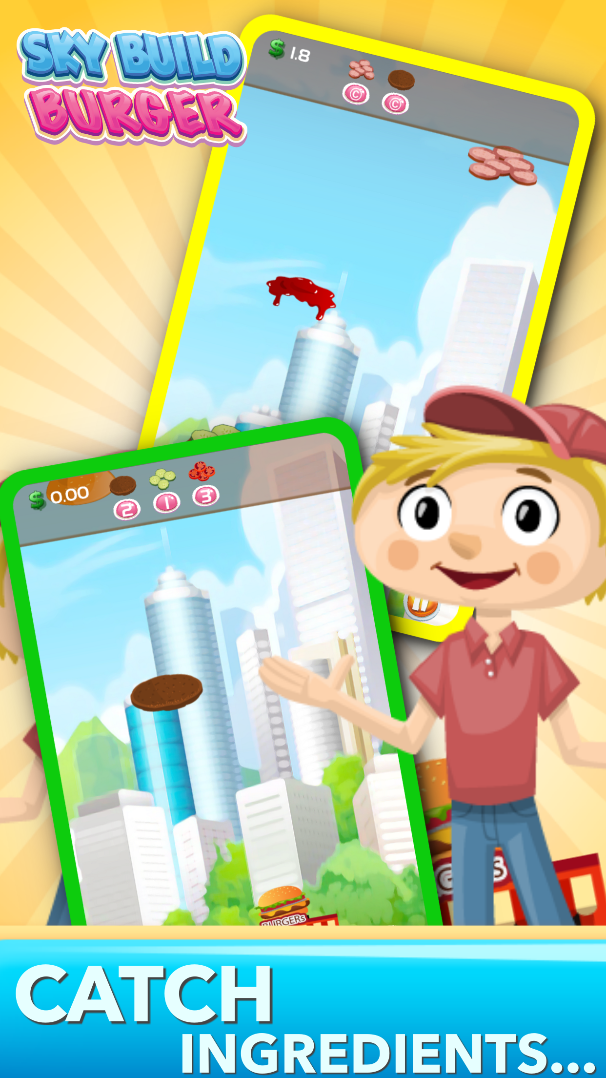 Sky Build Burger Tower 2 Block Game (Free)