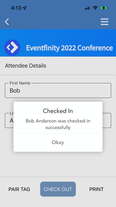 Eventfinity Check In Screenshot