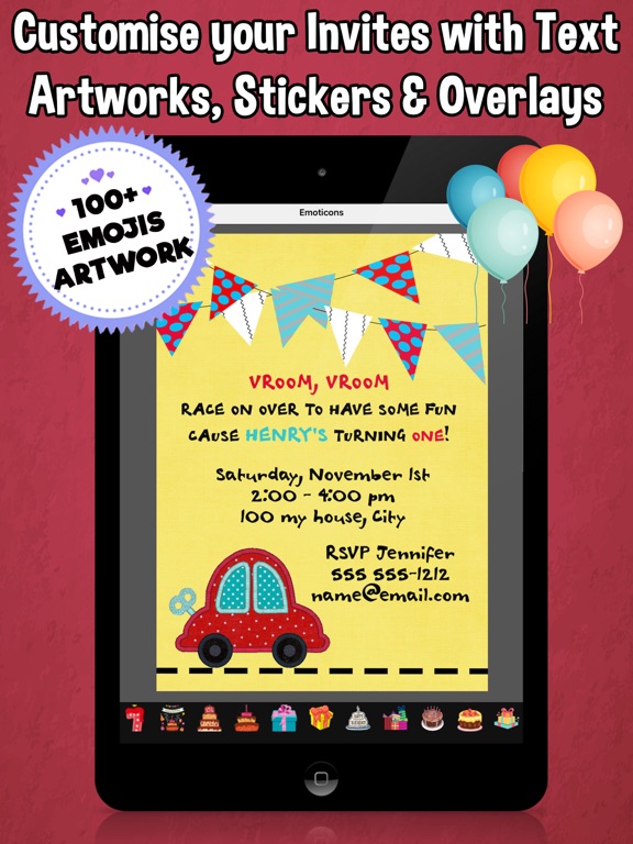 Screenshot #6 pour Happy Birthday Invitations For Kids Party