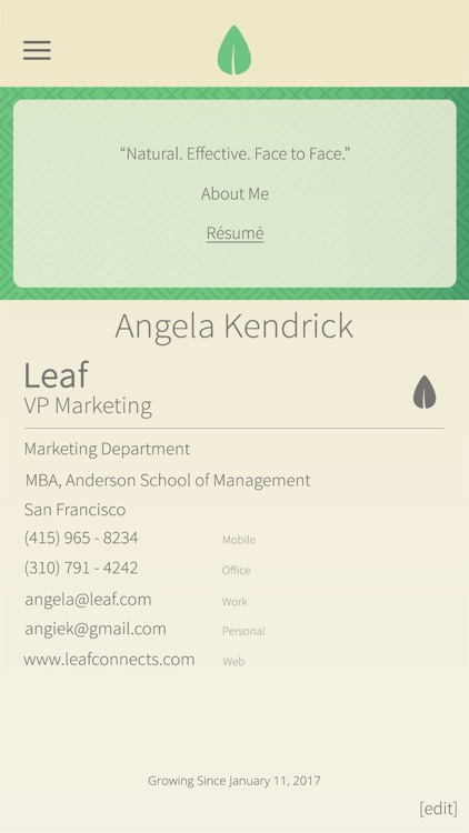 LEAF - the last business card
